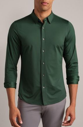 Rhone Commuter Slim Fit Button-Up Shirt in Moss Green Oxford at Nordstrom, Size Medium