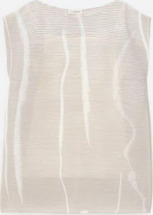 Lafayette 148 New York Womens Charcoal Print Plisse Sheer Cap Sleeve Blouse In Pencil Grey Multi