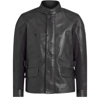 Belstaff Mens Mailstrom Black Leather Motorcycle Jacket - Size Medium