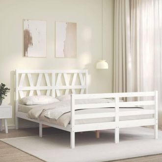Berkfield Home Beautiful Bed Frame with Headboard White 120x200 cm Solid Wood