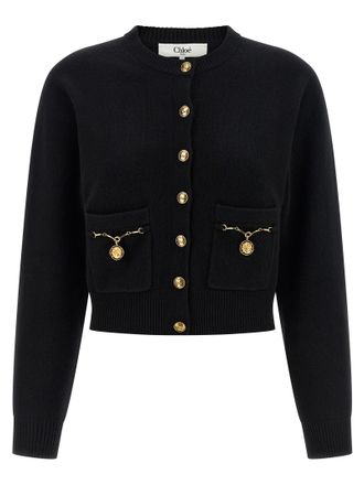 Chlo&eacute; Black Wool Womens Cardigan