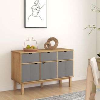 vidaXL Furniture Limited - Aparador Otta Madera Maciza Pino Marr&oacute;n Y