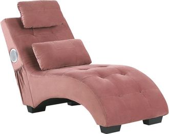 Beliani Chaise Longue De Terciopelo Rosa Altavoz Bluetooth Puerto Usb Moderno Sala De Estar Simorre