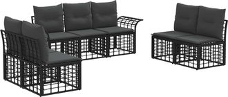 vidaXL Conjunto De Sof&aacute;s De Exterior 7 Uds. Negro Y Gris Oscuro Vidaxl