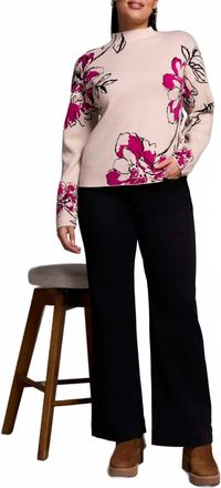 Tribal Jacquard Funnel Neck Sweater In Pink Flambe