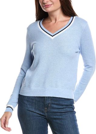 Forté Cashmere Thermal Tipped V-Neck Cashmere-Blend Sweater