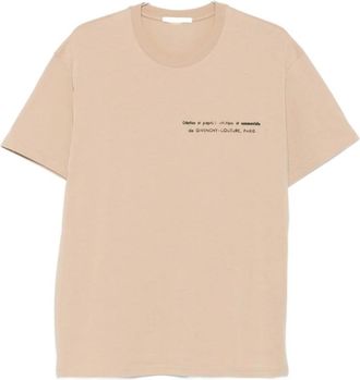 Givenchy Tops, Heren, Beige, M, Nylon, T-shirt met Archives print