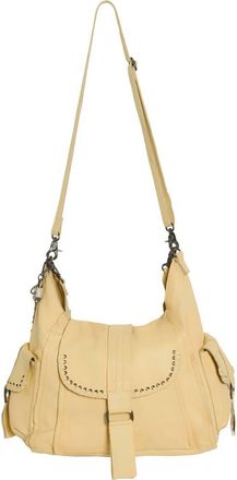 Free People We The Free Leigh Distressed Leather Hobo Bag in Butter Yellow at Nordstrom
