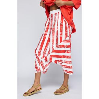 Luukaa D'Celli Thessaly Striped Jersey Harem Pants in Vermillion at Nordstrom, Size 18