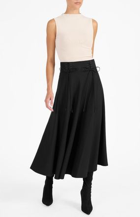 Santorelli Aster Full Midi Skirt in Black at Nordstrom, Size 10