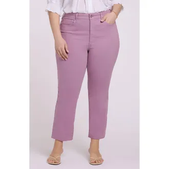 NYDJ Billie Frayed High Waist Ankle Mini Bootcut Jeans in Dusky Daisy at Nordstrom, Size 20W