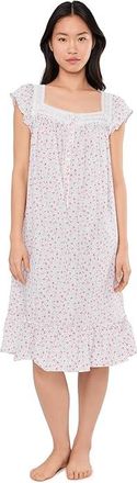 Eileen West Cotton Lawn Cap Sleeve Waltz Nightgown Womens Jumpsuit & Rompers One Piece White Grounds Ditsy : XL