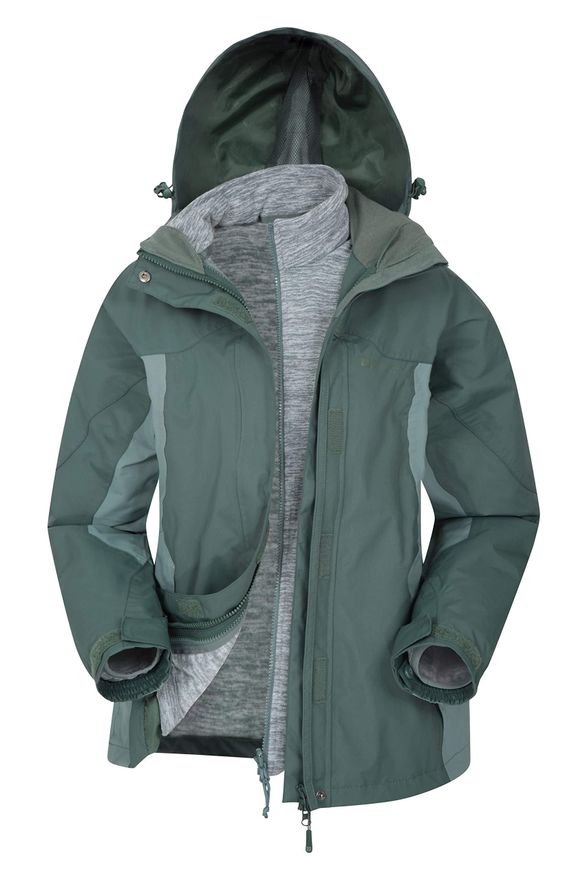 Mountain Warehouse Thunderstorm Womens 3 in 1 Jacket Waterproof Outer Ladies Rain Coat Adjustable Features Detachable Fleece Inner Jacket for Winter Outdoors Khak from 84.99 on Stylight