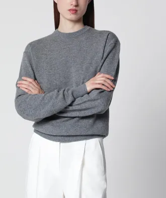 Toteme Classic cashmere crew-neck sweater in mid grey melange