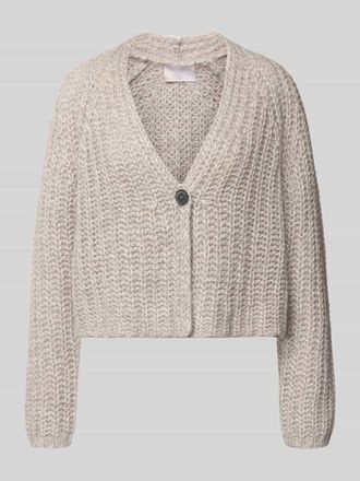 Hemisphere Strickjacke aus Kaschmir-Mix mit Knopfverschluss in Hellgrau Melange, Größe 34