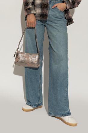 Palm Angels Shoulder Bag With A vintage Effect, Womens, Silver