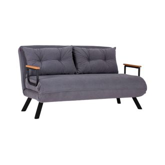 Dmora Sof&aacute; Cama 2 Plazas Calvin, Almacenaje, Reclinable, Brazos, 133x78 Cm Gris Oscuro