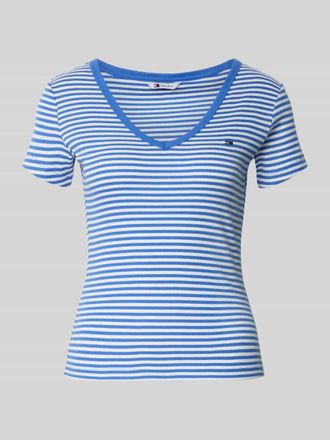 Tommy Jeans Slim Fit T-Shirt aus Baumwoll-Mix in Blau, Gr&ouml;&szlig;e XL