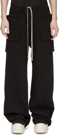 Rick Owens Wide Cargo Trousers with Adjustable Drawstring and Flap Pockets