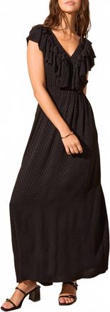 Tribal Ruffle Shoulders Fashion Dress In Black