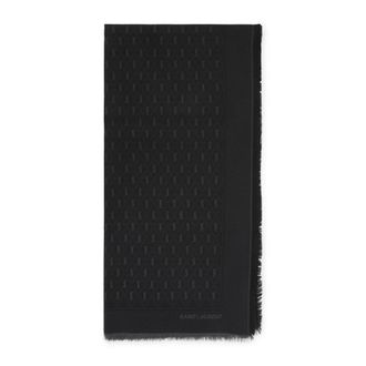 Saint Laurent Black Monogram Logo Scarf