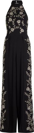 Alice & Olivia Gatz Floral-embellished Crepe Jumpsuit - Black - 6 (UK10 / S)