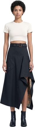 Burberry Black Solid Midi Skirt