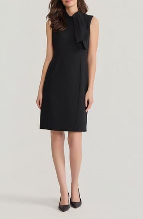 Kasper Neck Tie Sleeveless Sheath Dress in Black at Nordstrom, Size 16P