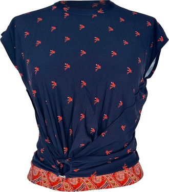 Paco Rabanne Printed Wrap-Effect Blouse in Multicolor Viscose