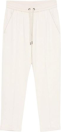 Brunello Cucinelli Pantalones de ch&aacute;ndal con cord&oacute;n y pernera c&oacute;nica - Trousers - Mujer - Beige - M