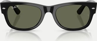 Ray-Ban Mega Wayfarer II - Occhiali da sole polarizzati squadrati neri con lenti verdi-Nero