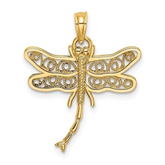 Diamond2Deal 14k Yellow Gold Dragonfly Beaded Filigree Wings Charm