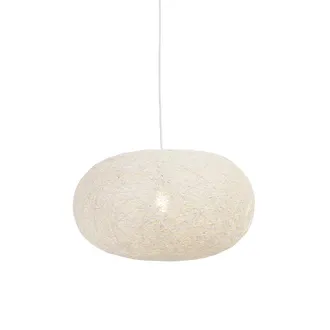 QAZQA Qazqa L&aacute;mpara Colgante R&uacute;stica Blanca 50 Cm - Corda Flat