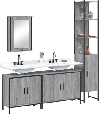 vidaXL Vidaxl - Set De Muebles De Ba&ntilde;o 4 Pzas Madera Contrachapada Gris Sonoma