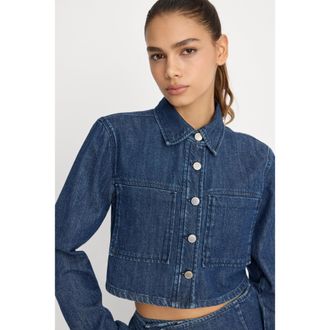 Good American Womens Denim Cropped Jacket | Indigo, Size Medium | Good American by Khlo&Egrave; Kardashian