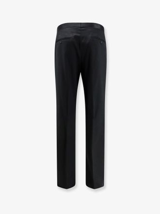 Tagliatore Tailored Tuxedo Virgin Wool Trousers - Black