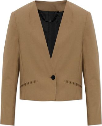 AllSaints Poppy Single Breasted Pleated Blazer - Dames - Blazers - Bruin - XS - Wol - Jassen