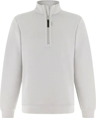 Boggi Milano Sweater met halve rits en opstaande hals - Grijs