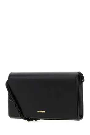 Jil Sander Womens Black Leather Tangle Wallet Exterior: Calf Portafogli