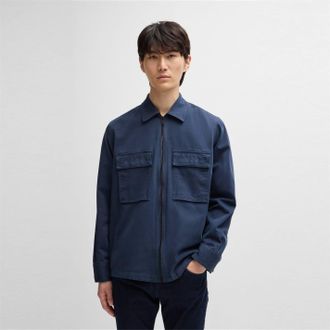 HUGO BOSS Mens Lovel Overshirt Regular Fit Jacket in Open Blue - Size Small