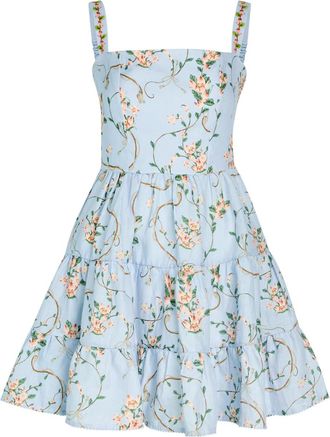 Agua Bendita Lima Floral-print Linen Mini Dress - Multicoloured - L (UK12)