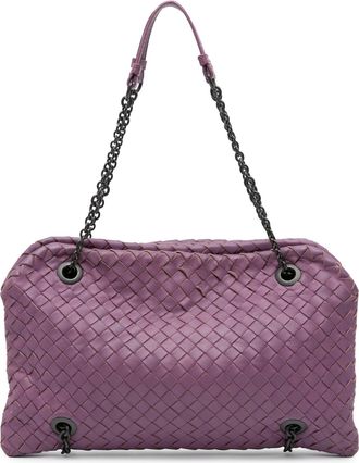 Bottega Veneta Pre-owned Womens Intrecciato Leather Shoulder Bag Chain Strap - Purple - One Size