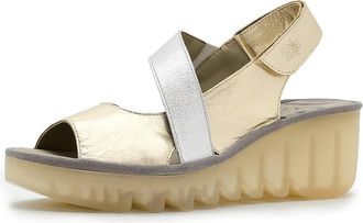 FLY London Basy605fly Womens Sandals Gold/Silver : EU 41 (US Womens 10-10.5) M, Leather