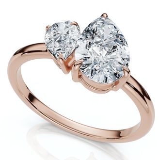 Pompeii3 1 1/4Ct Pear Cut Toi Et Moi Diamond Ring 14k Gold or Pt Lab Grown
