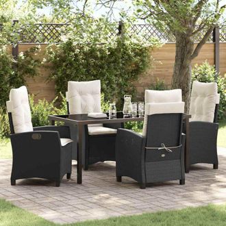 vidaXL Vidaxl - Conjunto De Comedor De Jard&iacute;n 5 Pcs Negro Rat&aacute;n Sint&eacute;tico