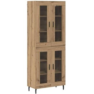 vidaXL Aparador Alto 2 Pcs Roble Artesanal Vidaxl