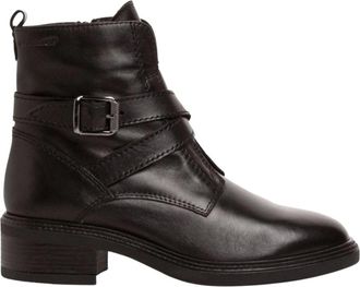 Tamaris Casual Gesloten Zwarte Enkellaarsjes - Dames - Enkellaarsjes - Zwart - 37 EU - Leer - Schoenen