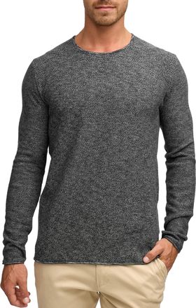 Indicode Rundhalspullover INDICODE Kristian, Herren, Gr. L, charcoal, Strick, Obermaterial: 100% Baumwolle, unifarben, regular fit normal, Rundhals, Pullover R