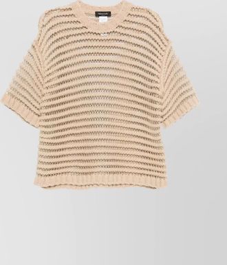 Fabiana Filippi metallic open-knit short-sleeve sweater