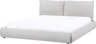 Beliani Cama matrimonial de tejido gris 180x200